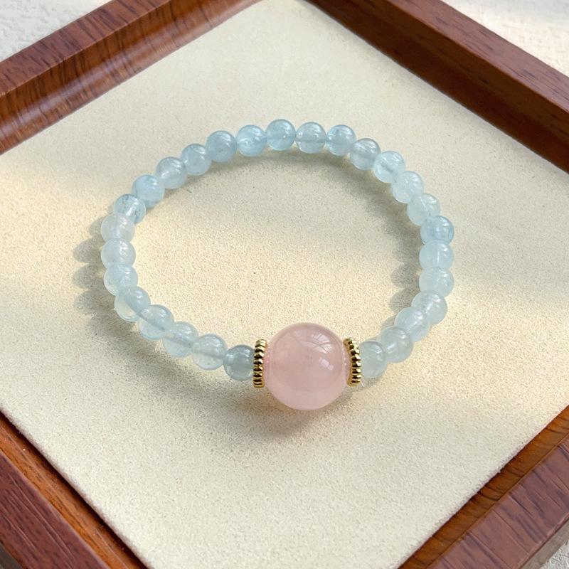 Powder crystal bracelet, elastic rope, bracelet gift, female high-end color treasure temperament