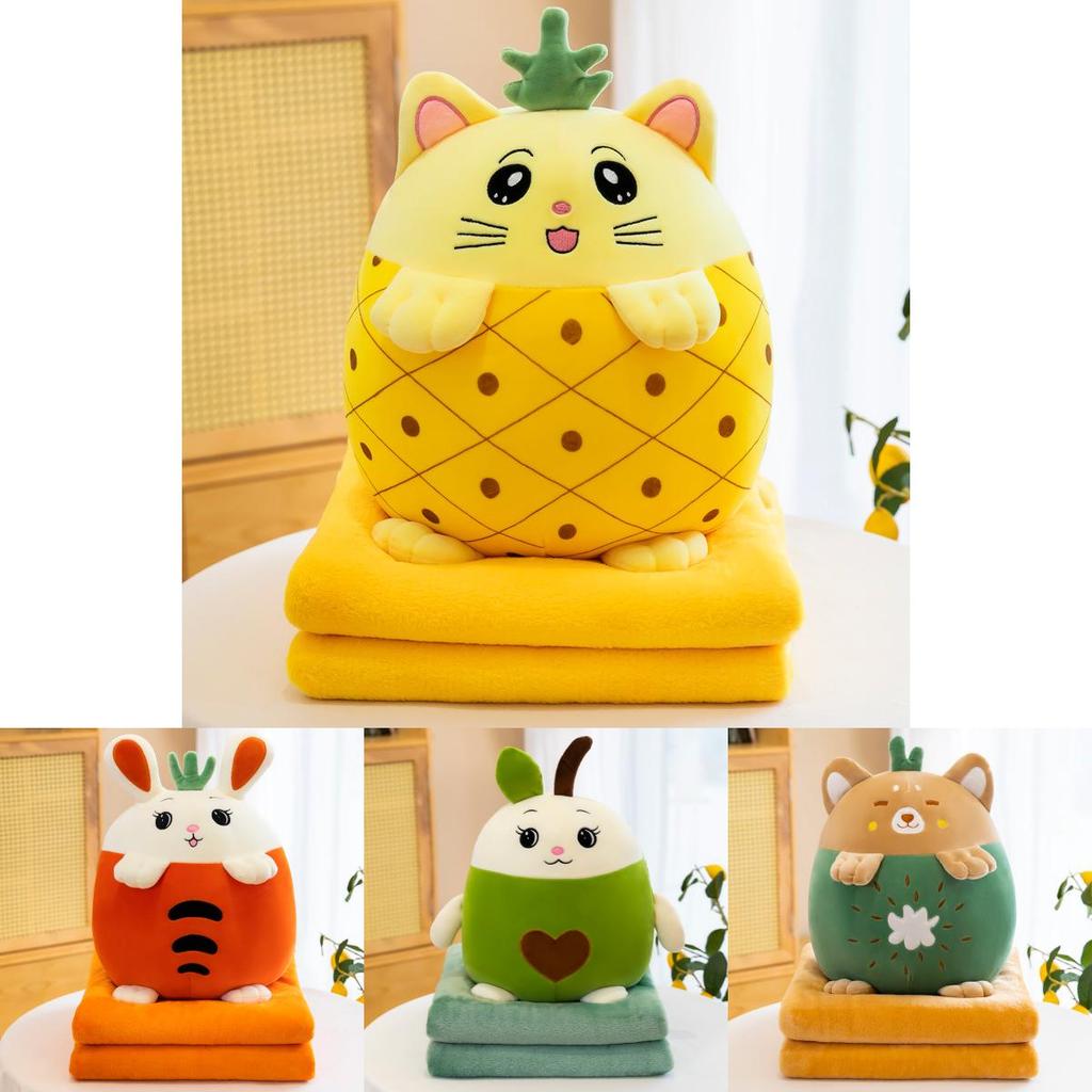 Cartoon Super Soft Fruit Plush Pillow Blanket Cute Rabbit For Kids Adults And
