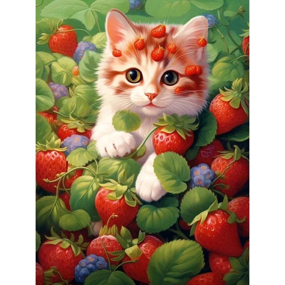DIY полная круглая алмазная живопись вышивка крестиком 3D милый котенок животное сцена домашний деко художественное здание алмазная живопись 5d алмазная живопись