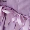 VONDA Женские летние топы на бретелях без рукавов с плиссировкой и бантом