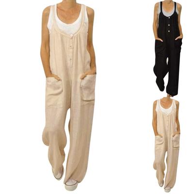 Модный женский свободный летний комбинезон с карманом на спине и пуговицами