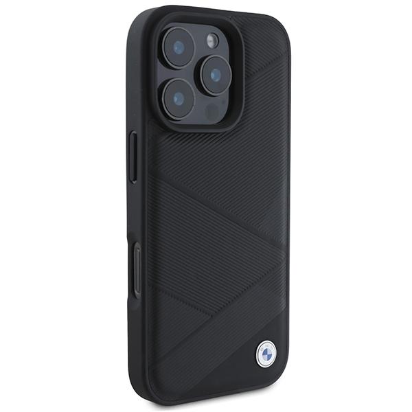 Bmw Bmhcp16L23Rcgpk Iphone 16 Pro 6.3 Czarny/Black Hardcase Sign Leather Crossing Lines Pattern