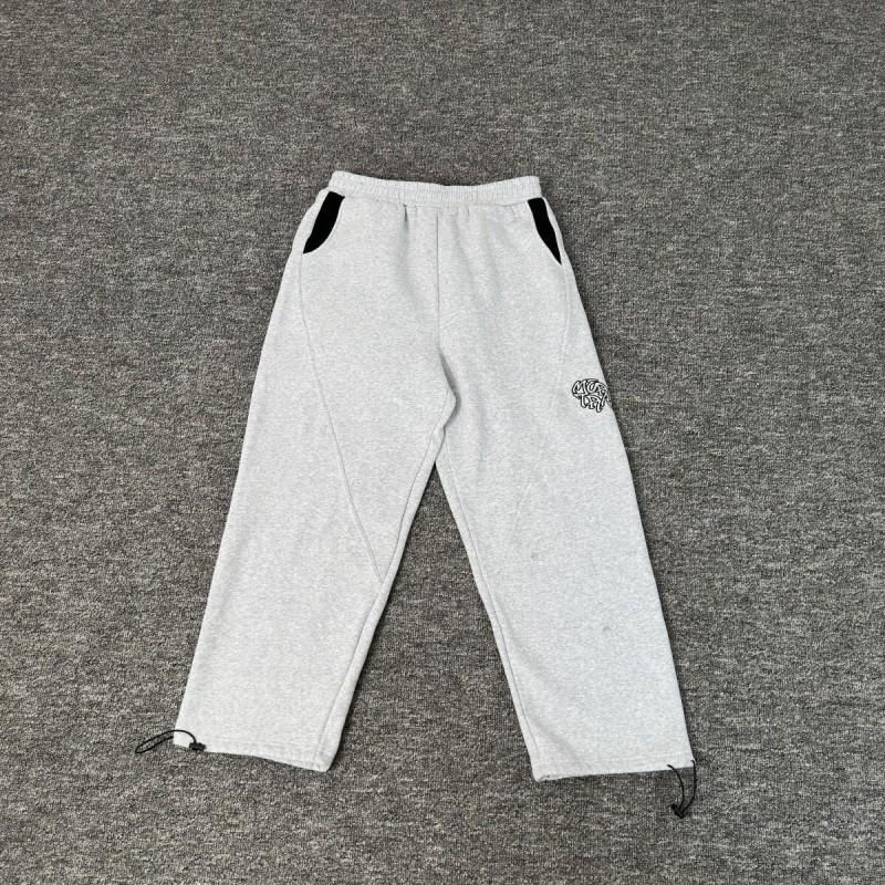 Mens Embroidered Drawstring Straight Fit Casual Pants Cotton Blend Lightweight Streetwear Trousers