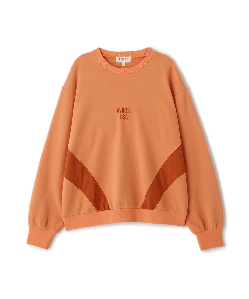 AVIREX COLOR BLOCK MILITARY PULLOVER women's F size 150 orange 783-6130601
