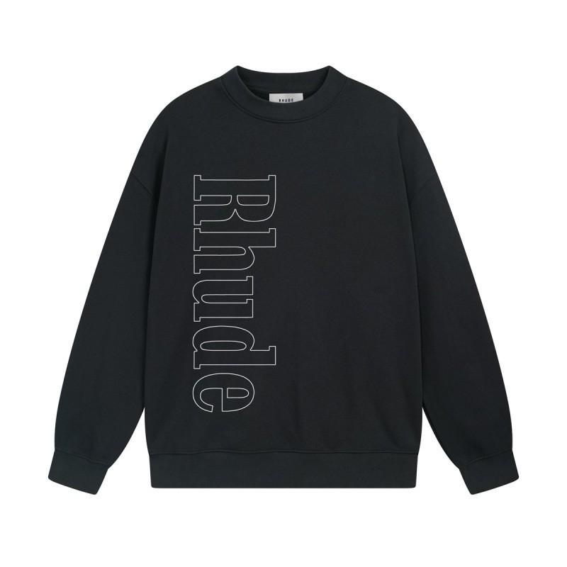 Rhude Vintage Letter Print Oversized Hoodie Men Women Casual Streetwear Sweatshirt