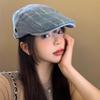 Джинсовый берет женский весенне-летний японский ретро-шляпа с антиполосатым узором спереди, большая окружность головы, показывающая лицо, маленькая шляпа художника