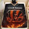 Custom Name,Cincinnati Bengals, Printed Flannel Blanket, soft throw for bedroom sofa, washable, Christmas present, great gift.