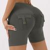Женские бесшовные шорты для йоги с задним карманом, подтягивающие ягодицы и рюши, велосипедные колготки для тренировок, шорты для спортзала