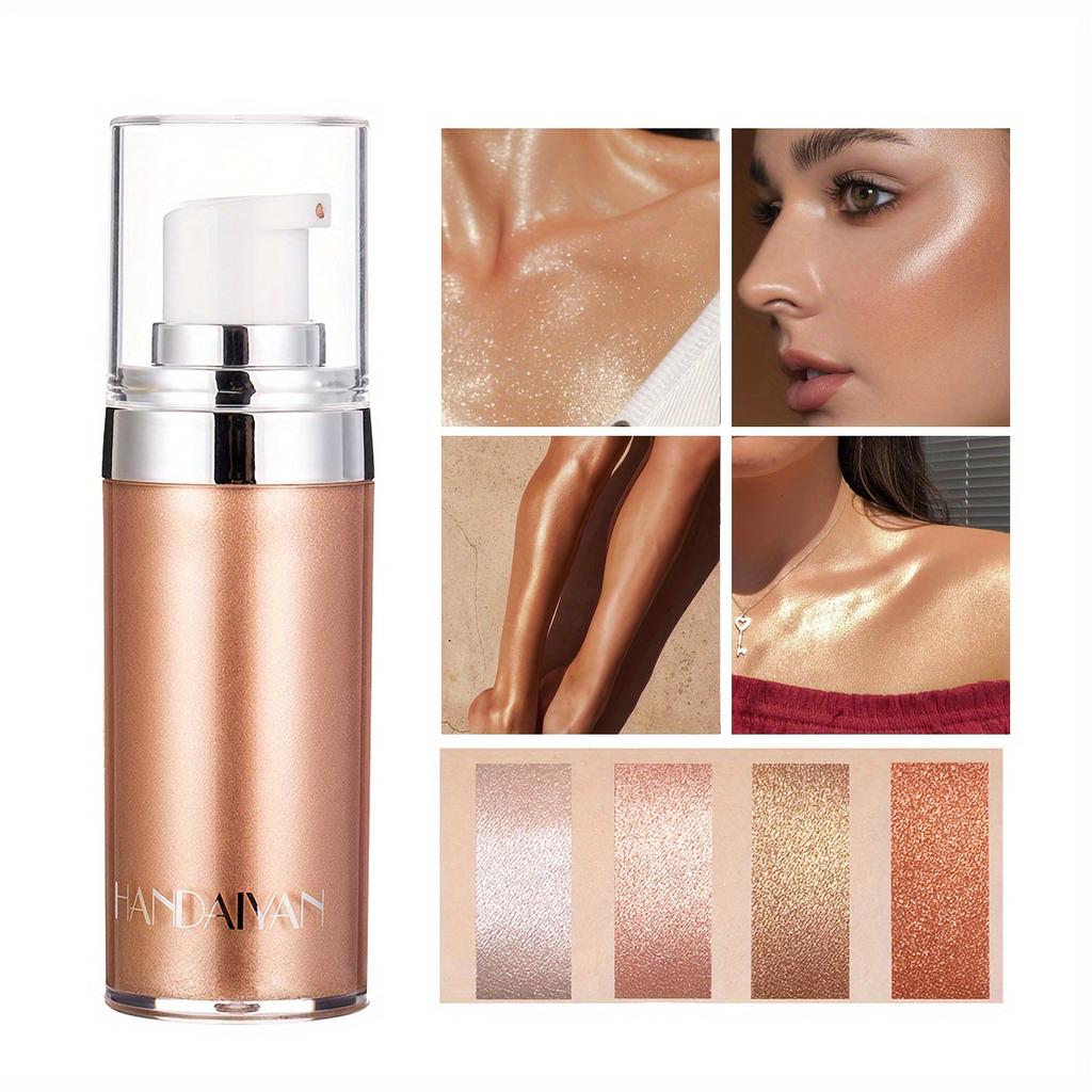 4 Shade Radiant Glow Highlighter Cream - Waterproof & Long-lasting Shimmer Makeup for Face & Body Full Body Gloss Liquid Highlighter