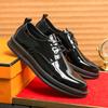 2025 Autumn New Pointed Patent Leather Glossy Lace-up Leather Shoes Large Size Business Dress Casual Shoes Men's Shoes