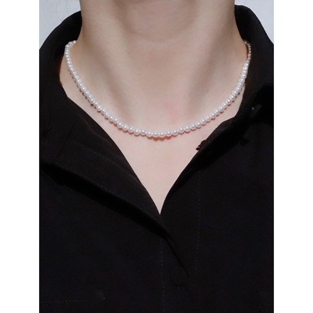 Glanz Pearl Necklace 4mm Pearl Silver Necklace (Silver925)