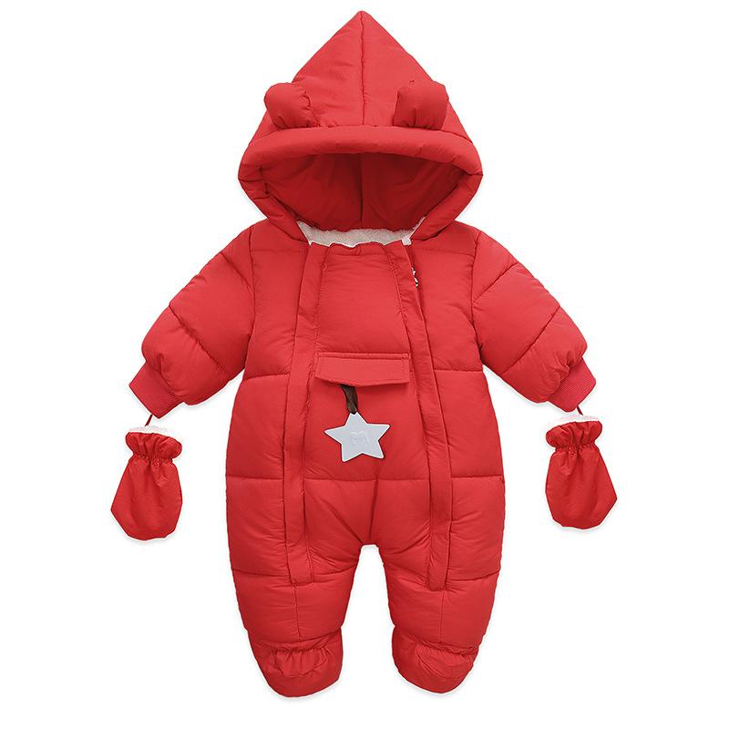 Зимние цельные костюмы для новорожденных, утепленная теплая одежда для скалолазания, комбинезоны