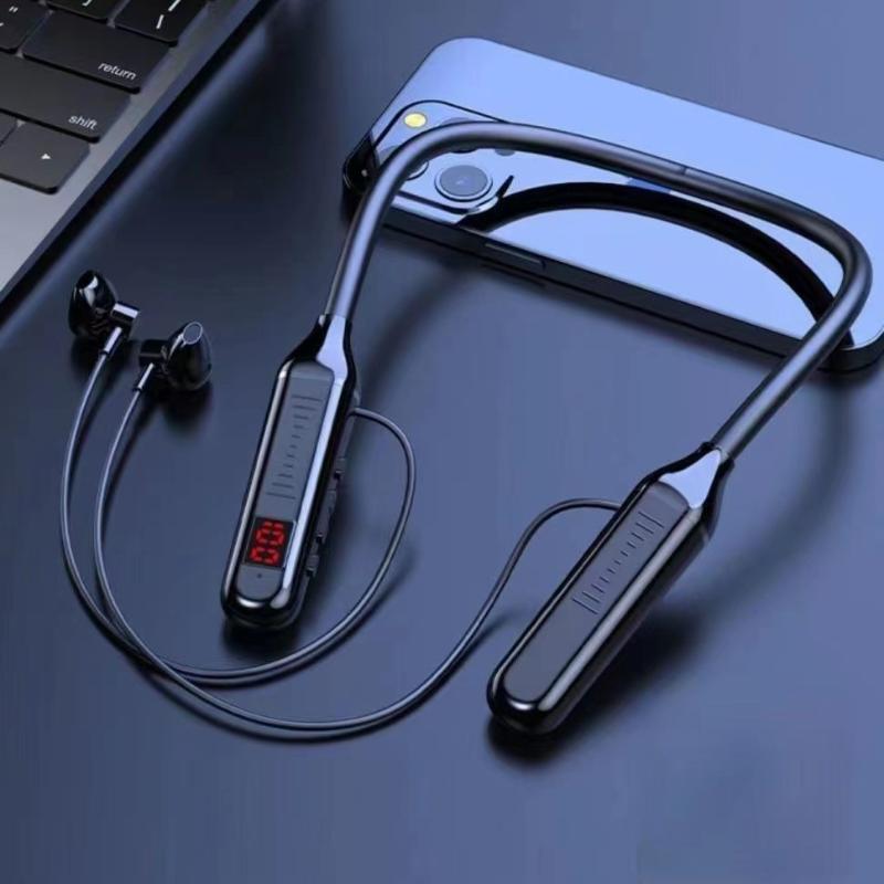 Беспроводные Bluetooth-наушники-гарнитура с функцией цифрового дисплея, большая емкость, полувкладыши, спортивные стерео-наушники