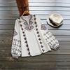 Женский свободный топ с V-образным вырезом, длинным рукавом и принтом в национальном стиле
