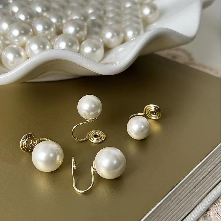 Элегантные круглые серьги с жемчугом Шицзя для женщин — стильный дизайн с клипсами