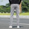 Весенние и осенние новые обычные мужские джинсы, винтажные серые облегающие брюки прямого кроя, мужские повседневные спортивные брюки