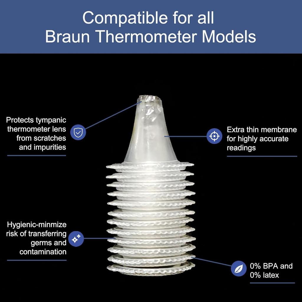 Disposable Ear Thermometer Probe Covers - 1000pcs Upgraded Version Thermometers Lens Filters Refill Caps for All Braun Thermometer Digital