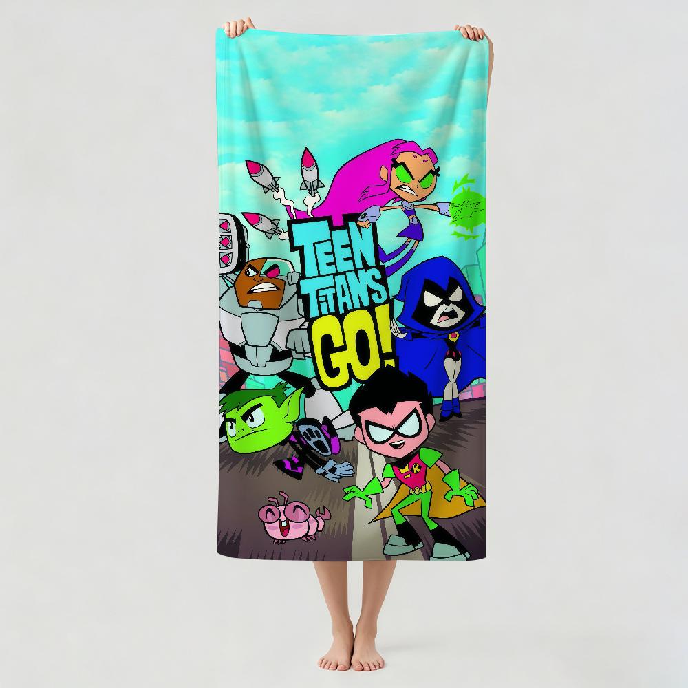 Мультяшное полотенце T-teen T-titans для сушки тела, банное полотенце, подходит для плавания, кемпинга, йоги, пляжа, активного отдыха