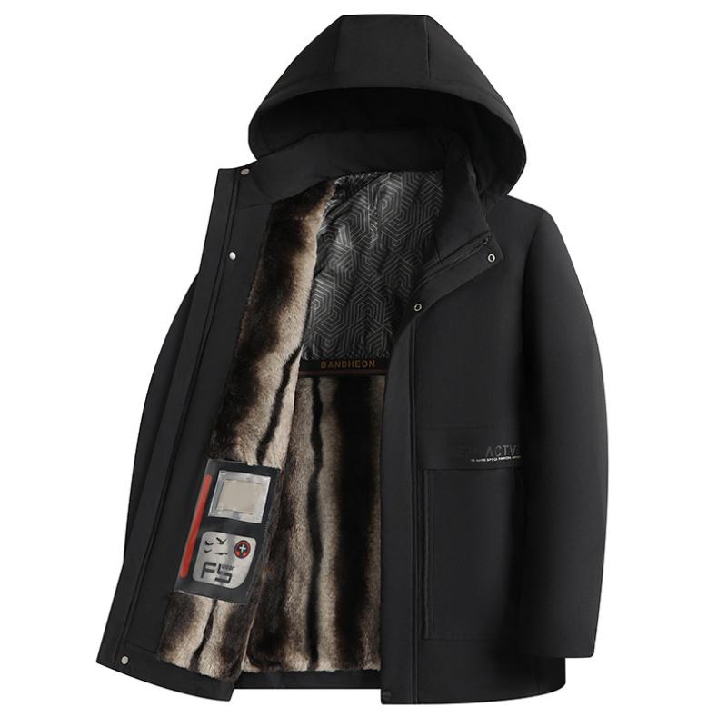 New Winter Style Marten Velvet Parka Daddy Wear Middle-aged Business Men's Jacket Plus Lint Cotton Jacket