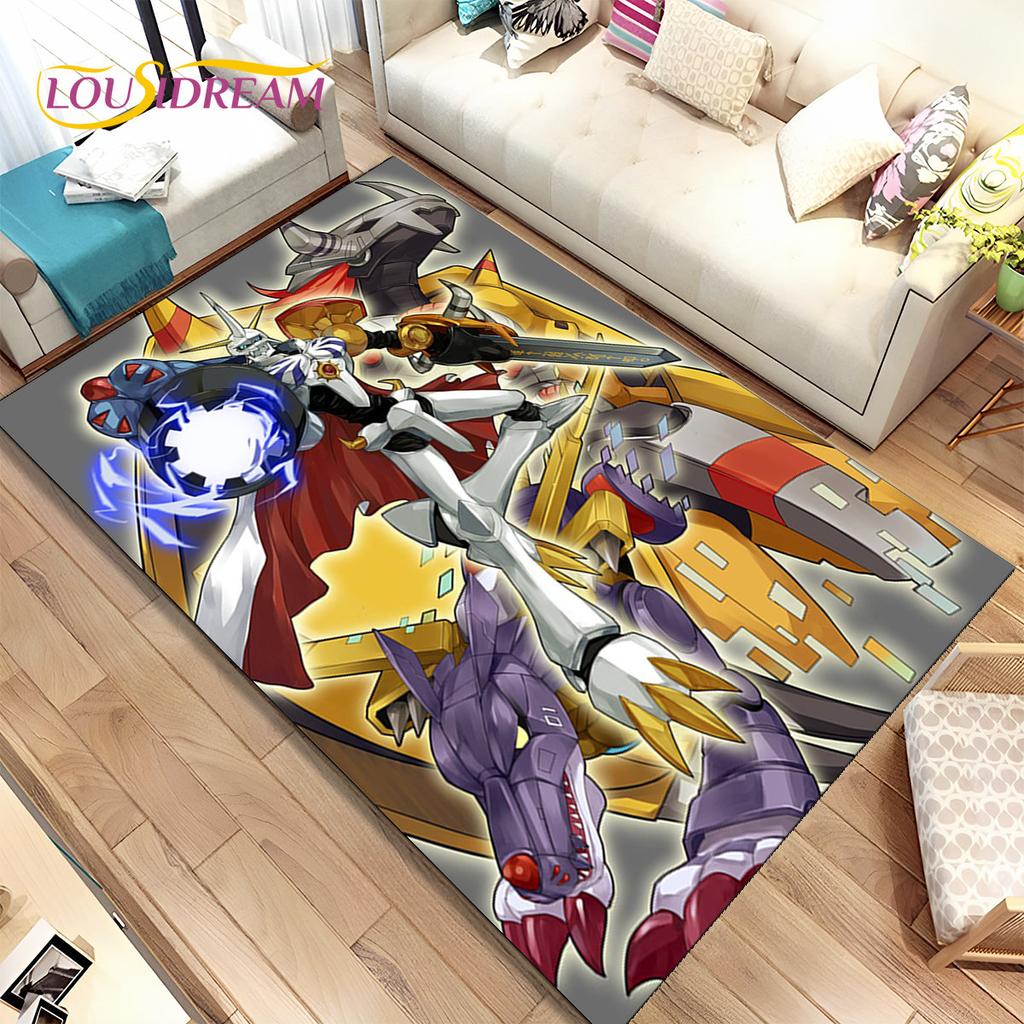 Cartoon Digimon Adventure Area Rug Large,Carpet Rug for Living Room Bedroom Sofa Doormat Decoration, Non-slip Floor Mat Cover 3D