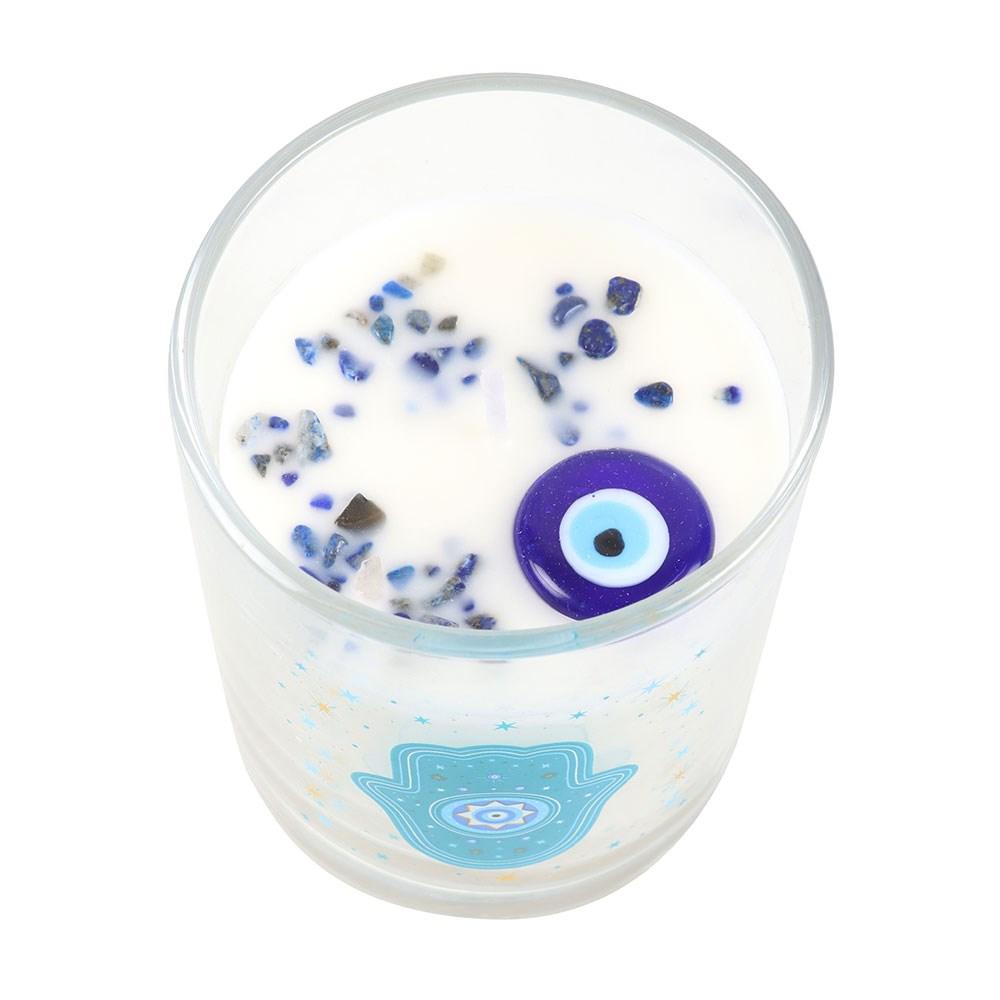 Something Different Hand of Hamsa White Rose Crystal Candle