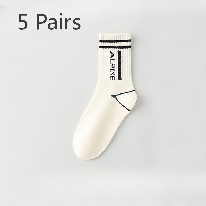 5 Pairs of Boys Spring Summer Trend Letters Deodorizing Running Sports Student Cotton Socks