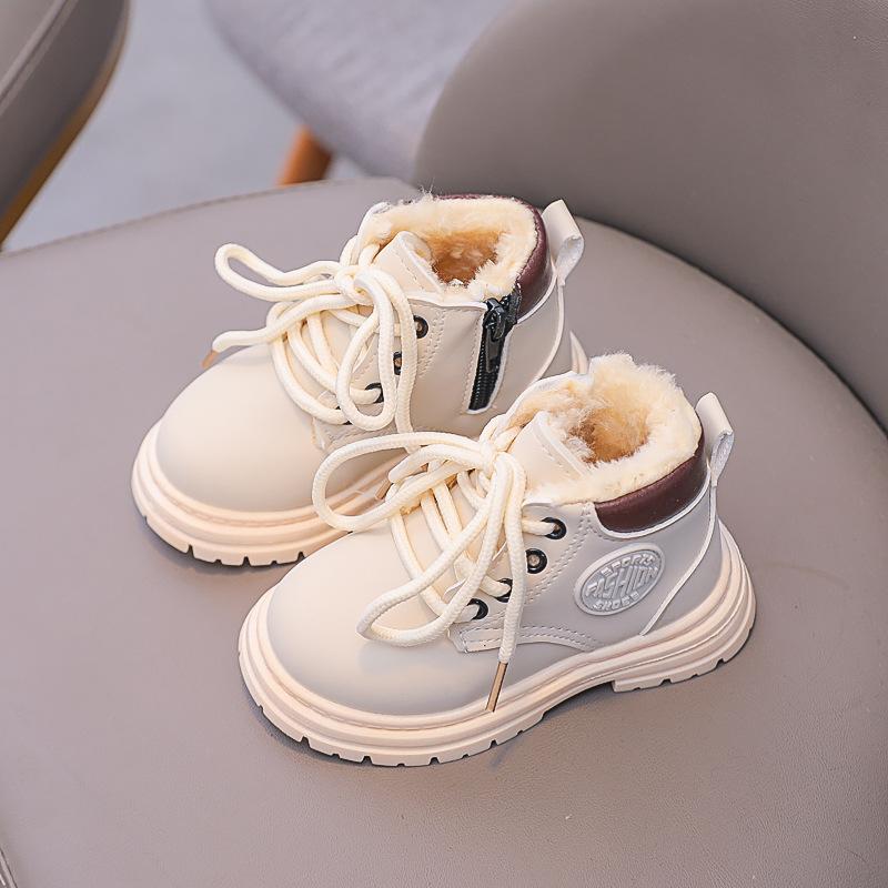 Children's Martin Boots Winter Velvet Thickened Boys and Girls Warm Cotton Boots Middle and Older Children Non-slip Short Boots Baby Boots