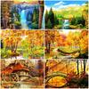 5D DIY Алмазная картина Пейзаж Алмазная мозаика Осеннее дерево Стразы Вышивка Полный Круглый Алмаз Вышивка крестом Домашний Подарок