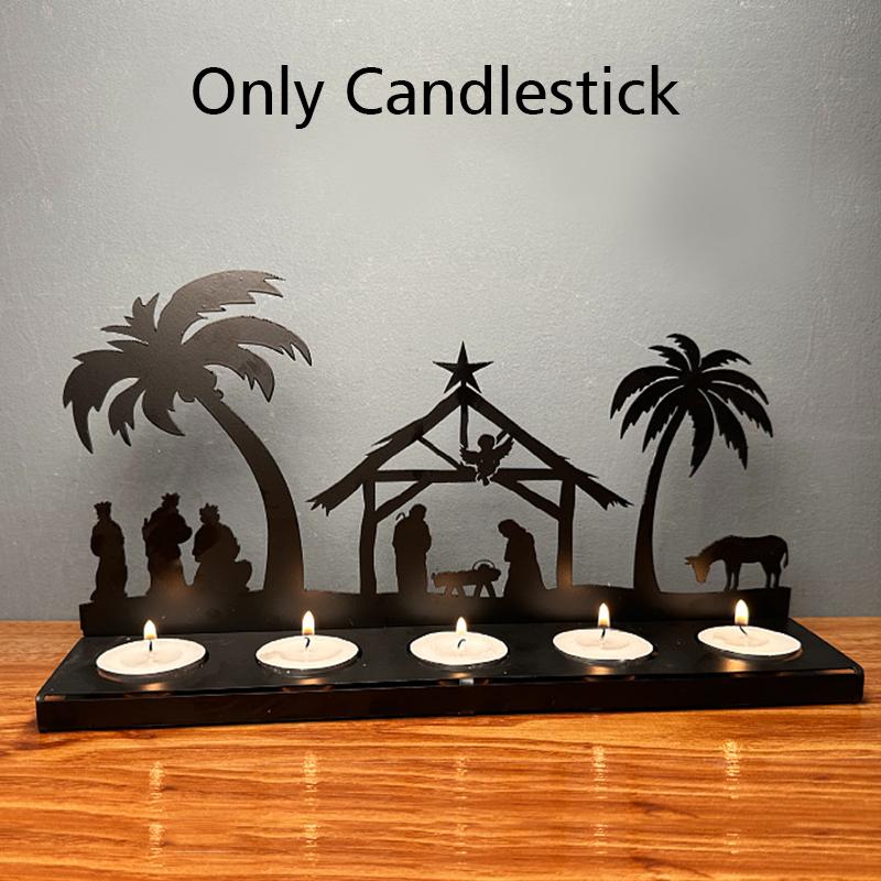 Железный художественный подсвечник для сцены рождения, рождественский подсвечник для сцены дня рождения
