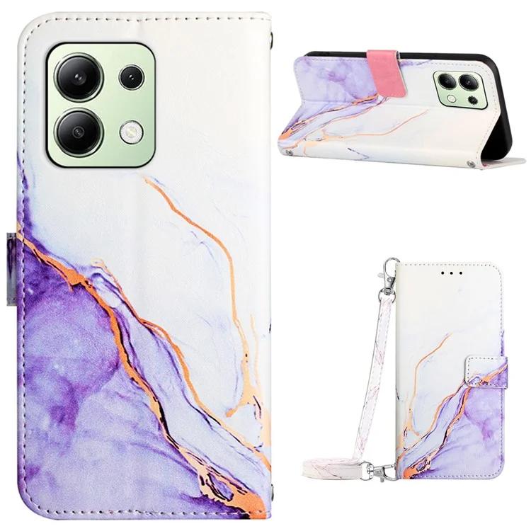 Кожаный чехол YB с принтом серии-6 для Xiaomi Redmi Note 13 4G, чехол-кошелек через плечо для телефона, чехол-бумажник