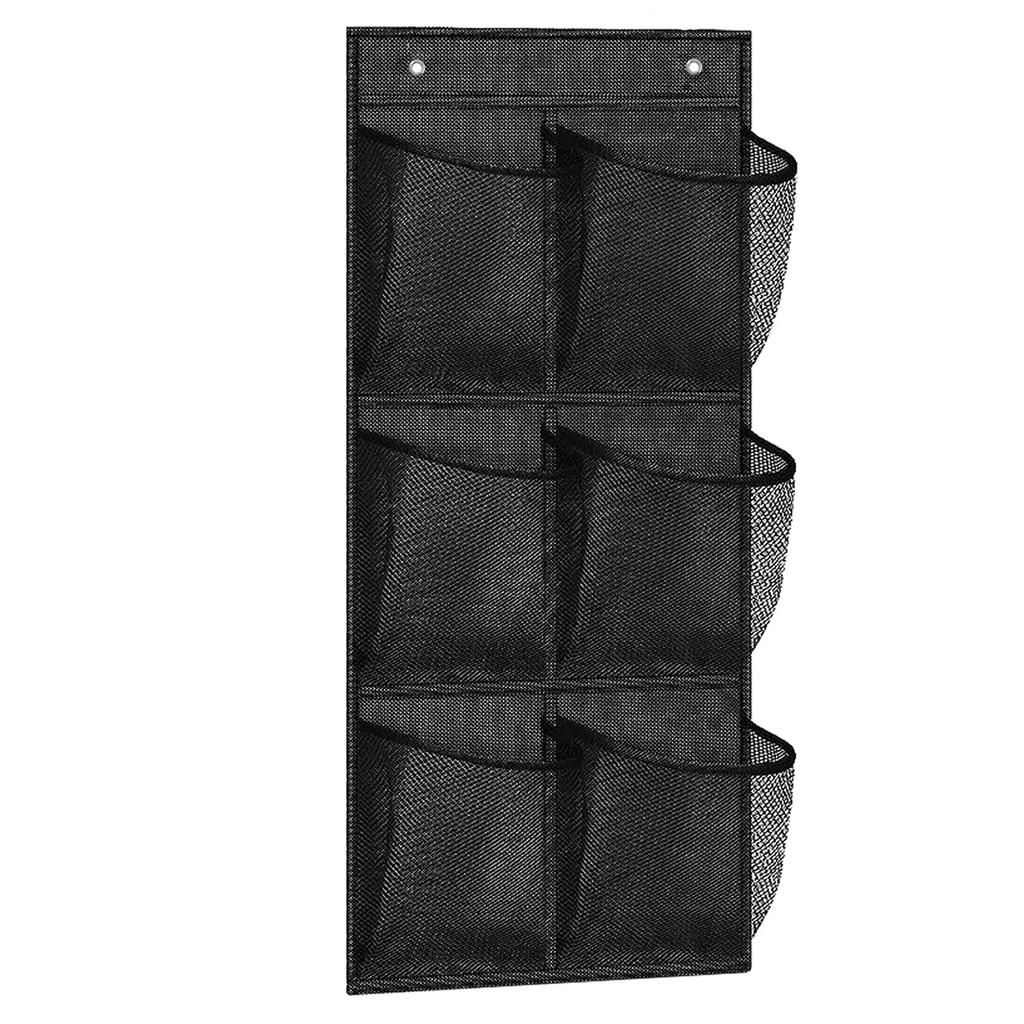 Настенный органайзер для мелочей с 6 отделениями, из нетканого материала, для хранения в шкафу, карман из сетки, прозрачный, подвесной, над дверью, тканевый ящик