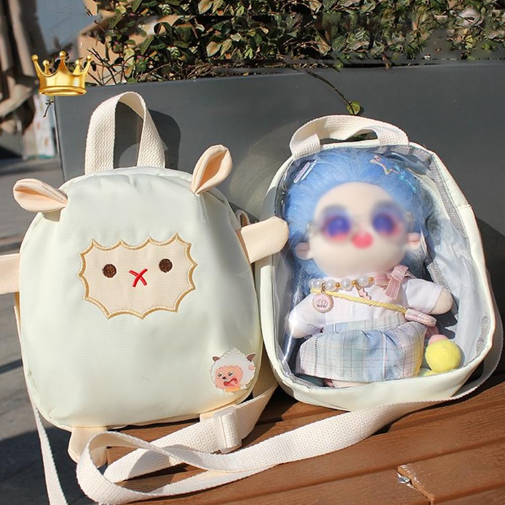 [YUYAKESHI] Сумка-шоппер Ita-Bag, Прозрачный рюкзак/сумка через плечо, Ягненок, Идеально для прогулок, Односторонняя прозрачная, Плюшевый кошелек, Моэ-товары, 2-в-1,