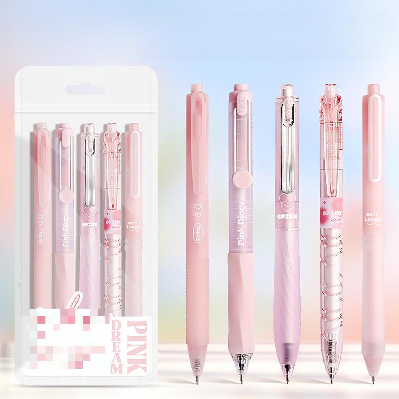 Милый и Прекрасный Набор Корейских Гелевых Ручек - 5 Штук, 0,5 мм, Однотонные Цвета
