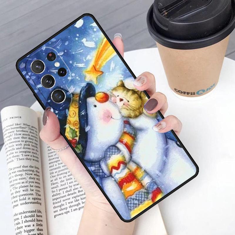 Чехол для телефона Рождественский Снеговик Пингвин Санта Олень Для Samsung Galaxy S24 S25 Ultra S21 S22 S10E Note 10 Plus 20 FE S23