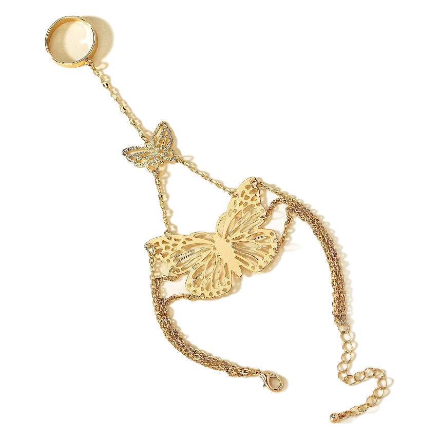 Retro Baroque Style Butterfly Ring Bracelet: European & American Inspired Women's Accessory