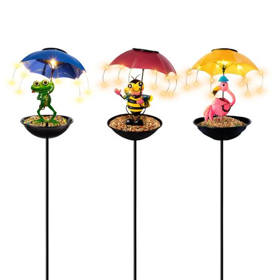 Солнечная кормушка для птиц Лягушка Садовый декор Конструкция с дренажными отверстиями Атмосферостойкая