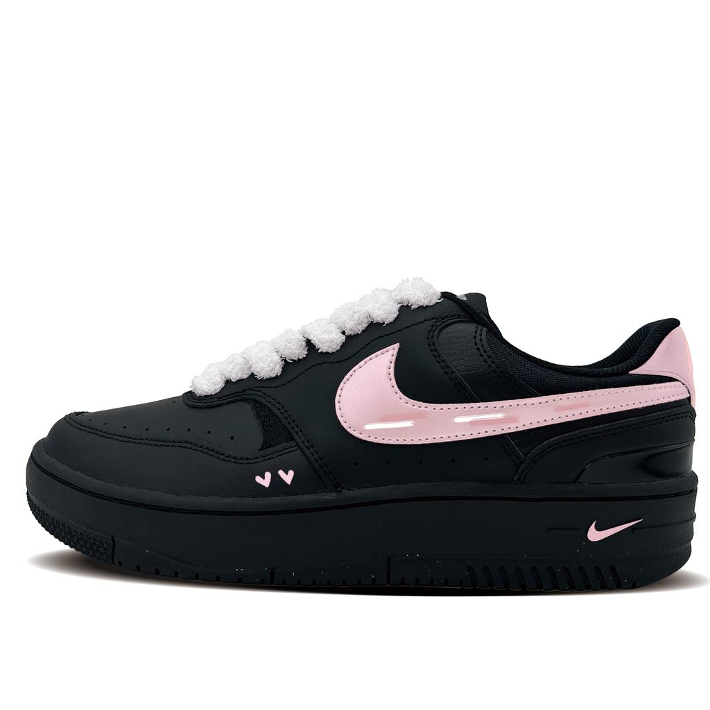 Nike Gamma Force Heart Chocolate Synthetic Leather Abrasion Resistant Low top Skateboard Shoes Women's Black HQ1674-001(team-1081)