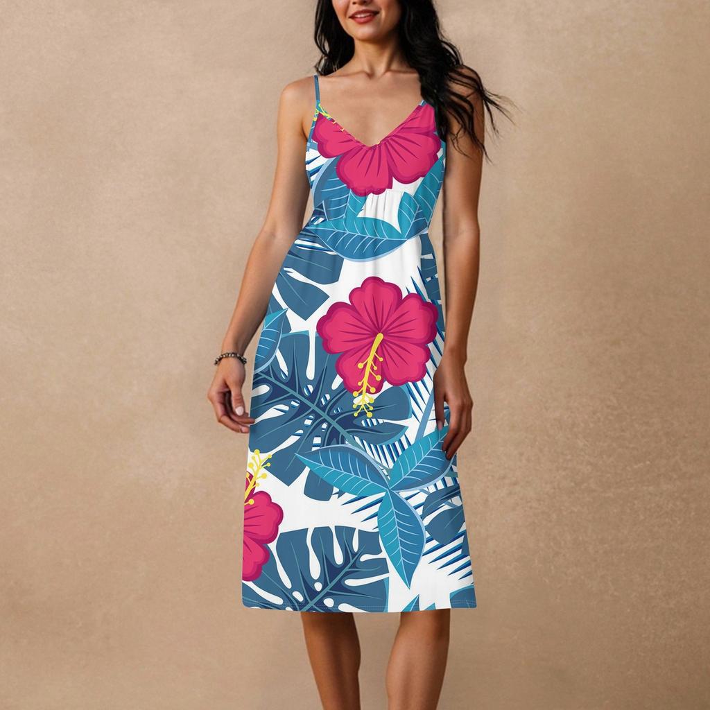 Женское свободное повседневное пляжное праздничное платье-сарафан на тонких бретельках с открытой спиной и бантом