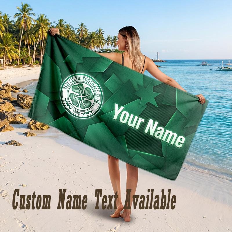 Celtic FC Design Beach Towel Custom Text Large Towel for Beach Vacation