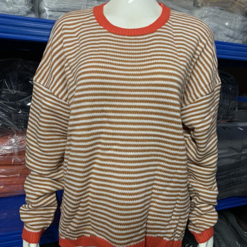 JKASHDK Женские модные повседневные пуловеры с круглым вырезом и длинными рукавами, весна-осень с полосатым принтом