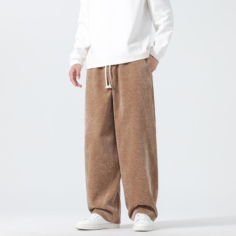 New Autumn and Winter Chinese Style Men's Trendy Warm Trousers Large Size Loose Snow Velvet Thickened Casual Pants