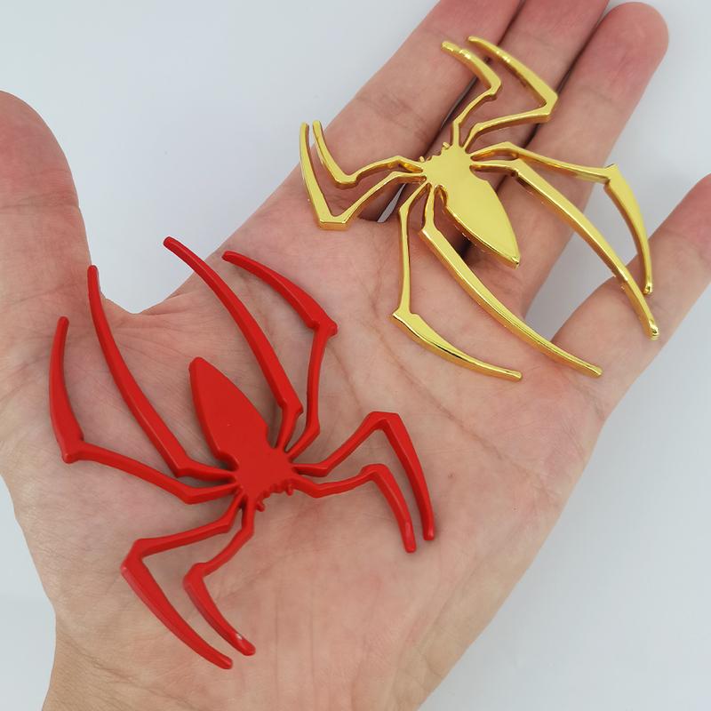 Universal 3D Metal Car Stickers Spider Logo Emblem Chrome Black Red Gold Badge Decal Auto Styling Sticker Exterior Accessories