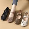 Velcro Sandals Beef Tendon Sole Breathable Non-slip Middle-aged and Elderly Mother Single Shoes Women's Soft Sole Non-slip Hollow Hole Shoes
