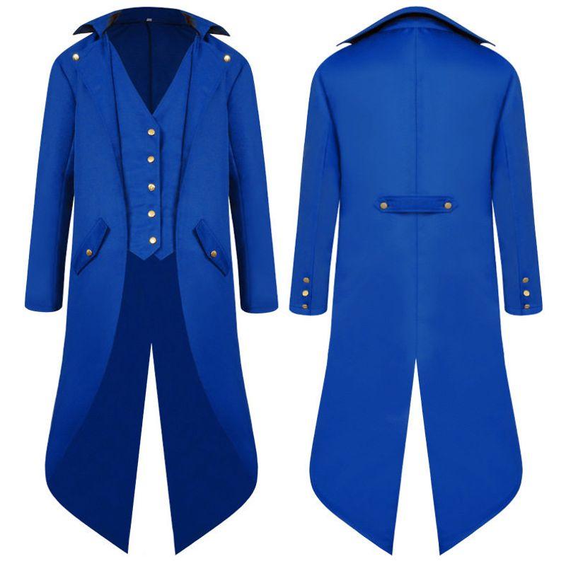 [Hot Sale] European and American Medieval Retro Coat Cosplay Costume Men's Mid-Length Punk Retro Tailcoat.