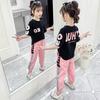 2PCS Children Clothing Set Girls Suits Casual Short Sleeve Tops + Pants Clothing Set