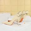 Fashionable Banquet High Heels Slim Heels Women's Shoes Shallow Mouth Pointed Toe, Back Bow Single Shoes