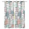 Cat Line Arrangement Hand Drawn Blackout Curtains For Living Room Bedroom Window Treatment Blinds Drapes
