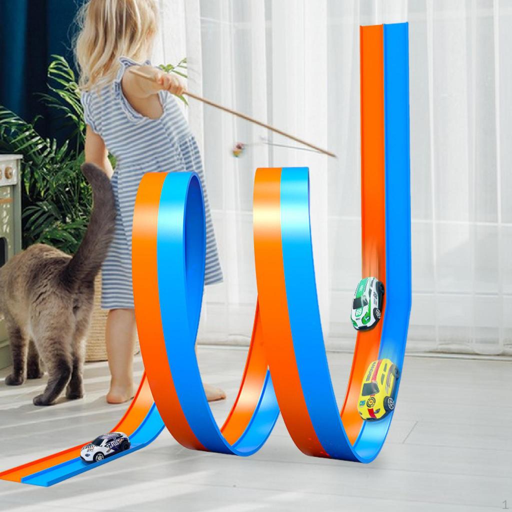 Flexible Race Track Children Toy Fun with 4 Mini Diecast Cars for Ages 3 Up