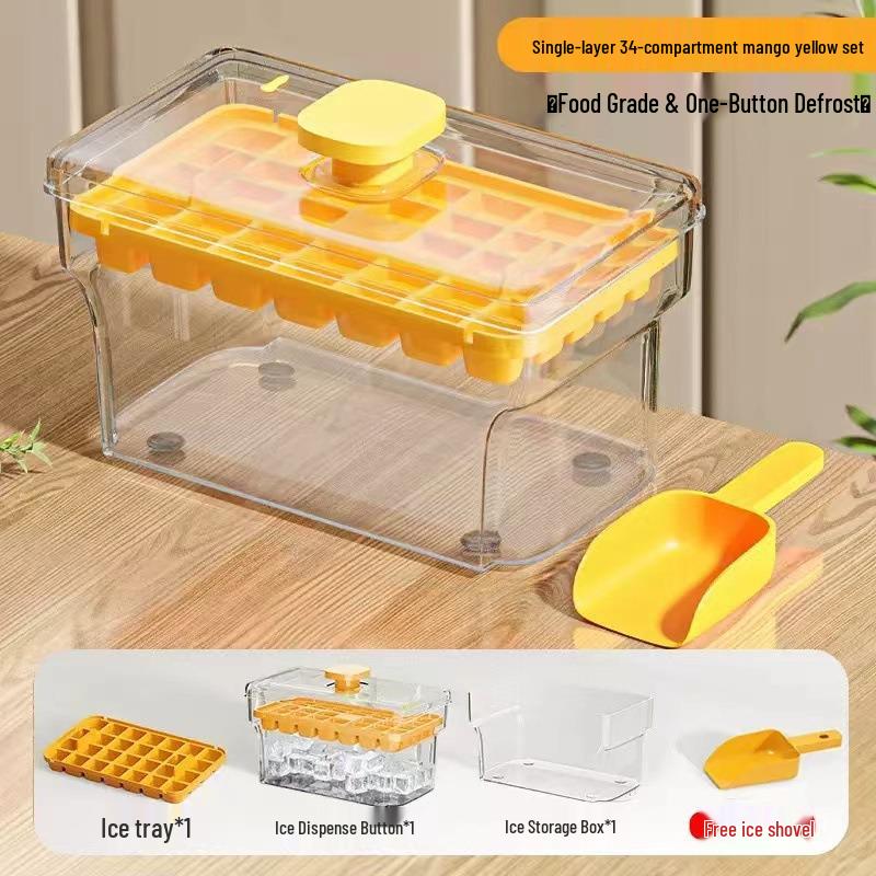 Portable Covered Ice Cube Tray with Lid - Single/Double Layer, Square Mold, Large Capacity Storage Box