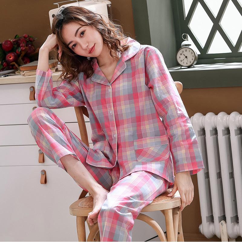 Comfortable Cotton Long Sleeve Couple Pajamas Set for All Seasons